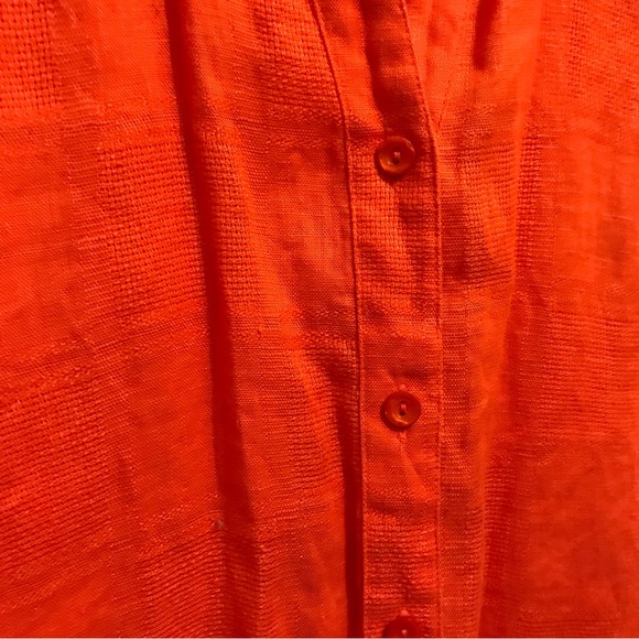Sag Harbor 100% Linen Orange Button Front Faux Cami Long Sleeve Shirt NWOT - Picture 8 of 16